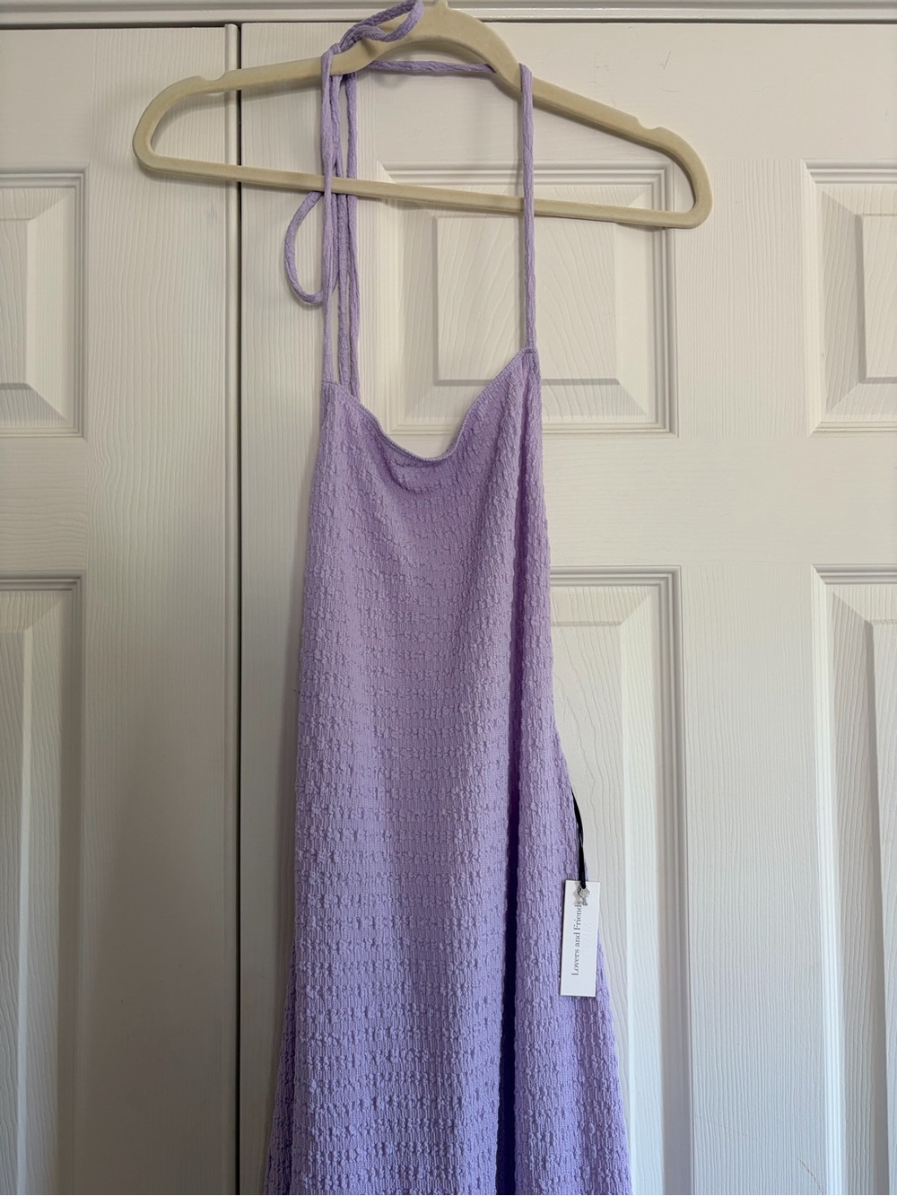 Lovers + Friends Lavender Textured Halter Maxi Dress